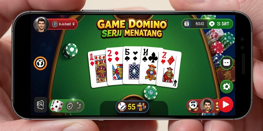 Tampilan gameplay seru dari 55RT yang menampilkan Domino.