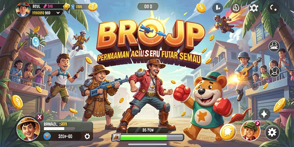 Screenshot menunjukkan aksi memukau dalam permainan Arcade BROJP.