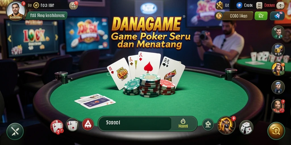 Screenshot gameplay DANAGAME menampilkan pemain beraksi dalam permainan poker.