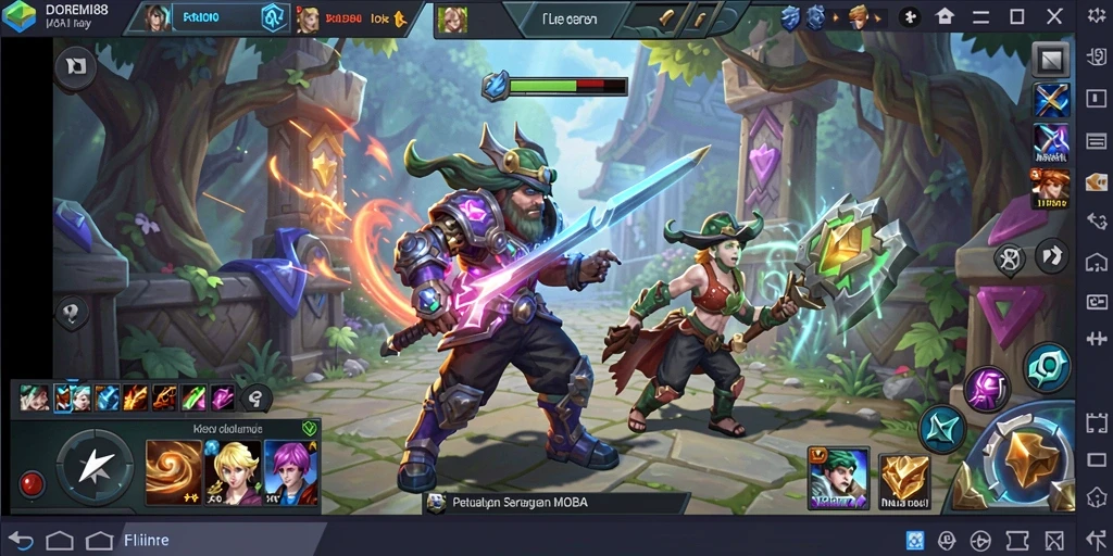 Gameplay seru dengan karakter MOBA beragam.