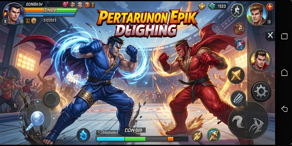 Screenshot gameplay IDN89 dengan aksi pertarungan yang seru dan memukau.