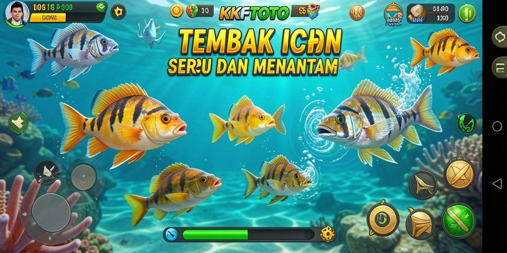 Tampilan gameplay seru dari KPKTOTO saat menembak ikan.